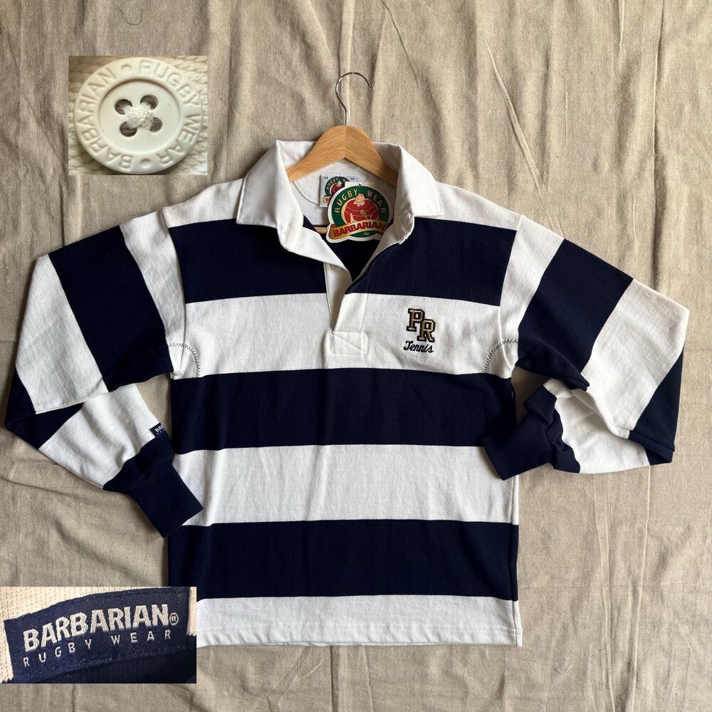 Vintage Barbarian Rugby Shirt Men's XS Long Sleeve Stripe Made in Canada New PR